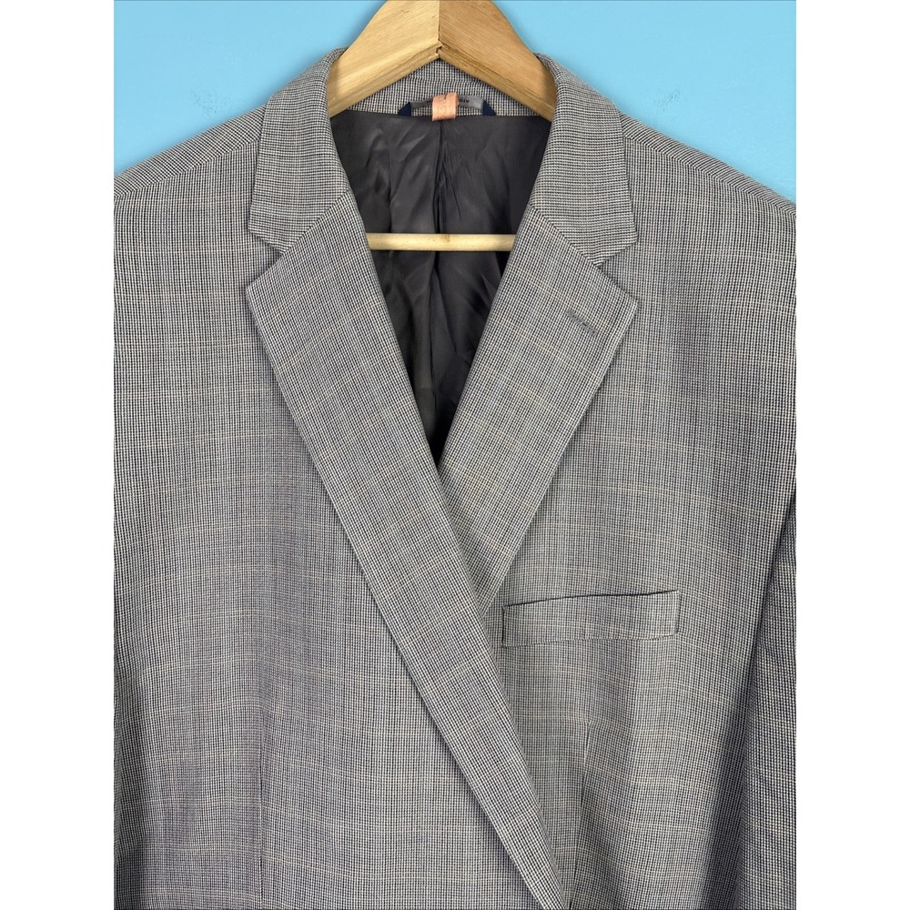 Ralph Ralph Lauren Mens 52R Wool Silk Blend Plaid Blazer Sport Coat Gray Tan EUC